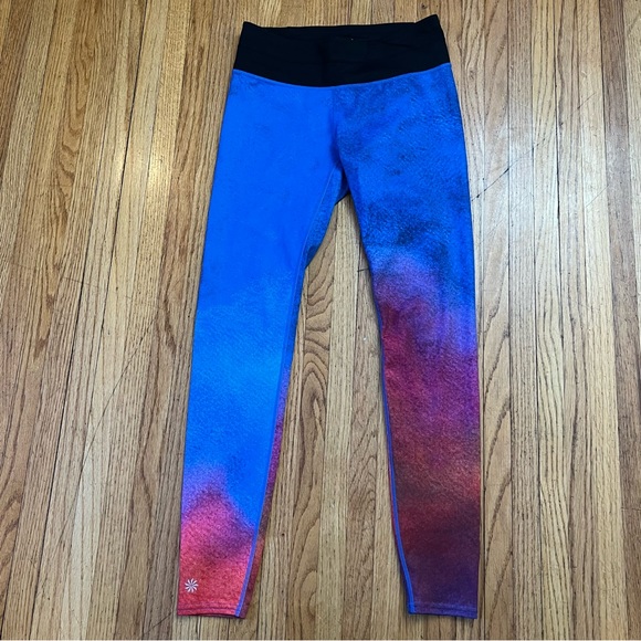 Athleta Small Speed Sonar Tight Leggings Blue Pink Orange Rainbow Ombre - Picture 1 of 10
